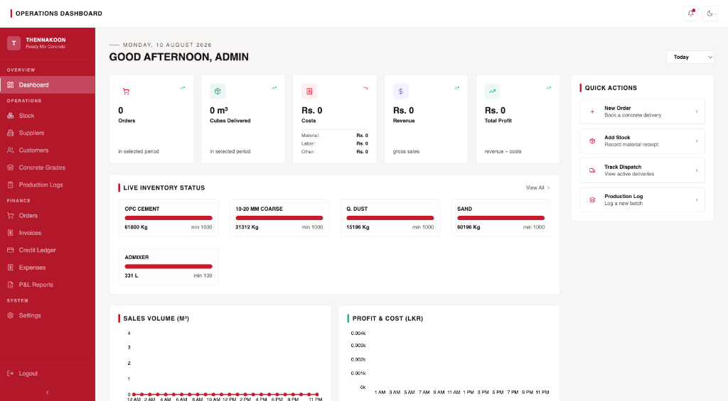 Vidura Vijerathne - Thennakoon Ready Mix ERP Dashboard Software Engineering Project